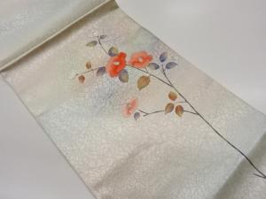 金彩山茶花模様刺繍名古屋帯